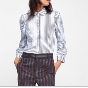 Zara Striped Puff Sleeve Button Shirt XL